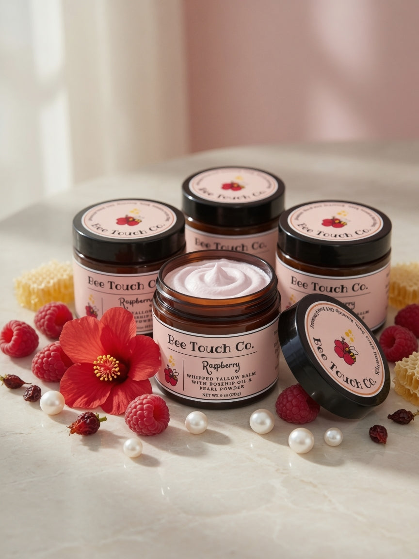 Raspberry Whipped Tallow Balm with Rosehip Oil & Pearl Powder