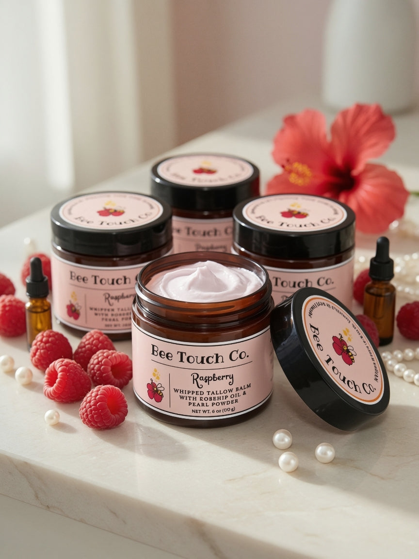 Raspberry Whipped Tallow Balm with Rosehip Oil & Pearl Powder